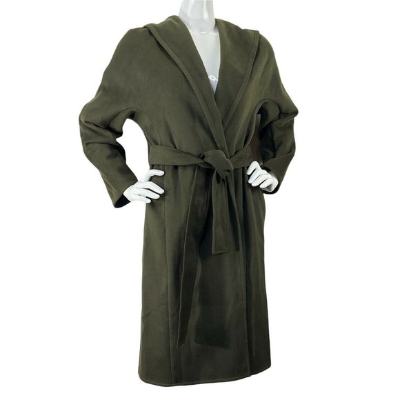 Olive Jackets & Blazers - L’Acadamie Coat Womens Size Small Revolve Olive Hooded Belt Cloak $398 Nwot